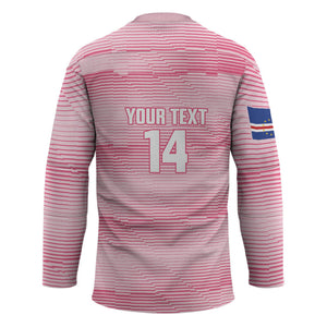 Cabo Verde Football 2026 Custom Hockey Jersey Tubaroes Azuis Goalkeeper Pink Jersey