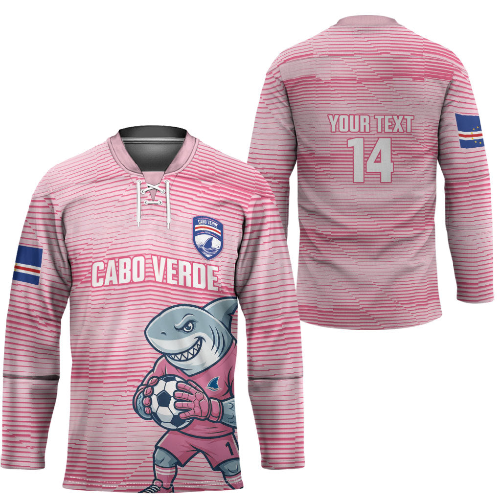 Cabo Verde Football 2026 Custom Hockey Jersey Tubaroes Azuis Goalkeeper Pink Jersey