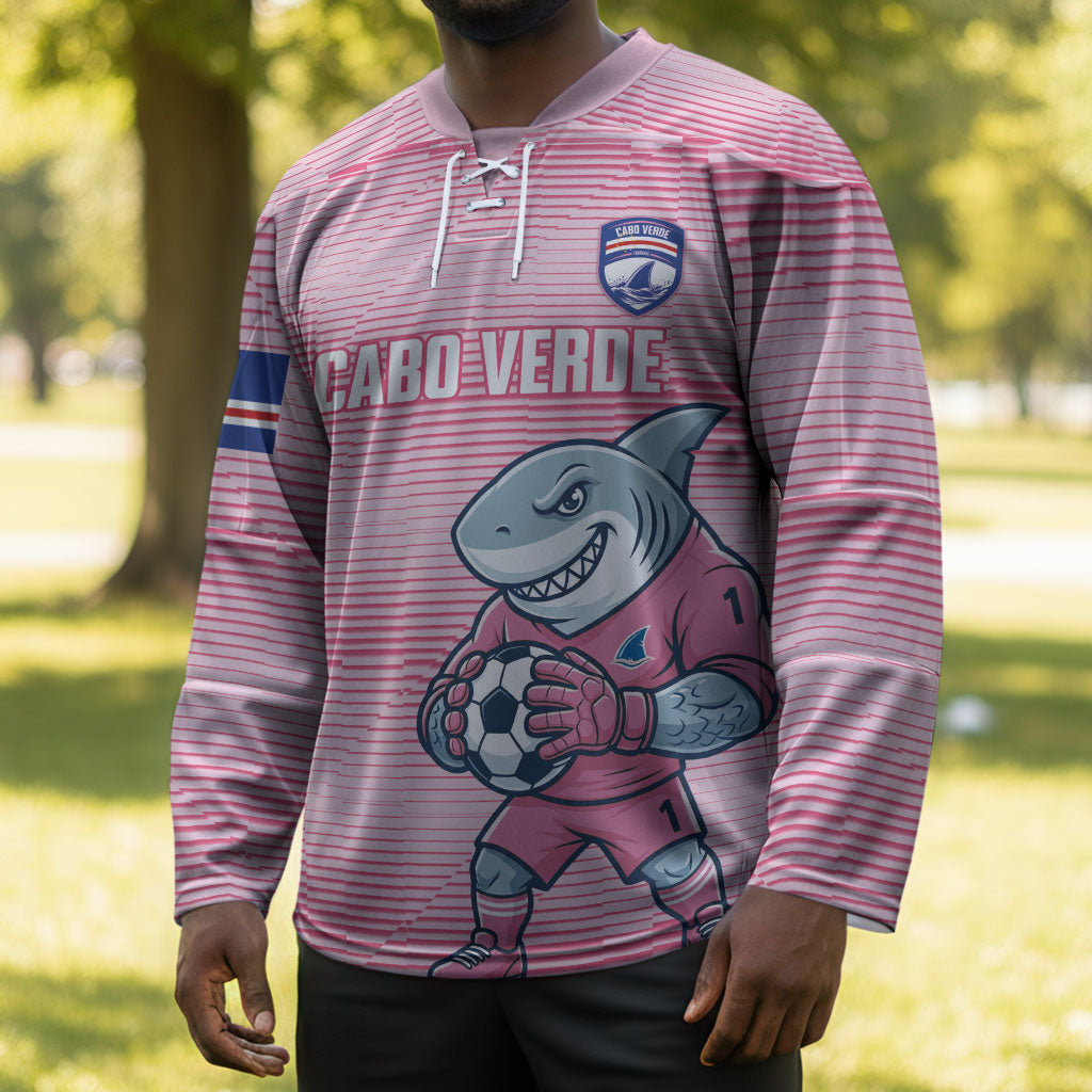 Cabo Verde Football 2026 Custom Hockey Jersey Tubaroes Azuis Goalkeeper Pink Jersey