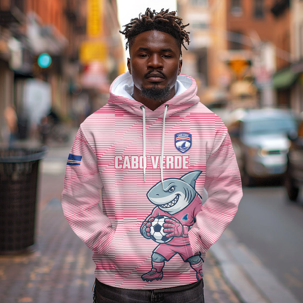 Cabo Verde Football 2026 Custom Hoodie Tubaroes Azuis Goalkeeper Pink Jersey