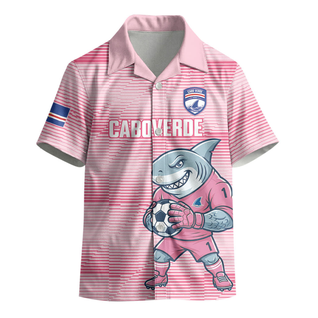 Cabo Verde Football 2026 Custom Kid Hawaiian Shirt Tubaroes Azuis Goalkeeper Pink Jersey