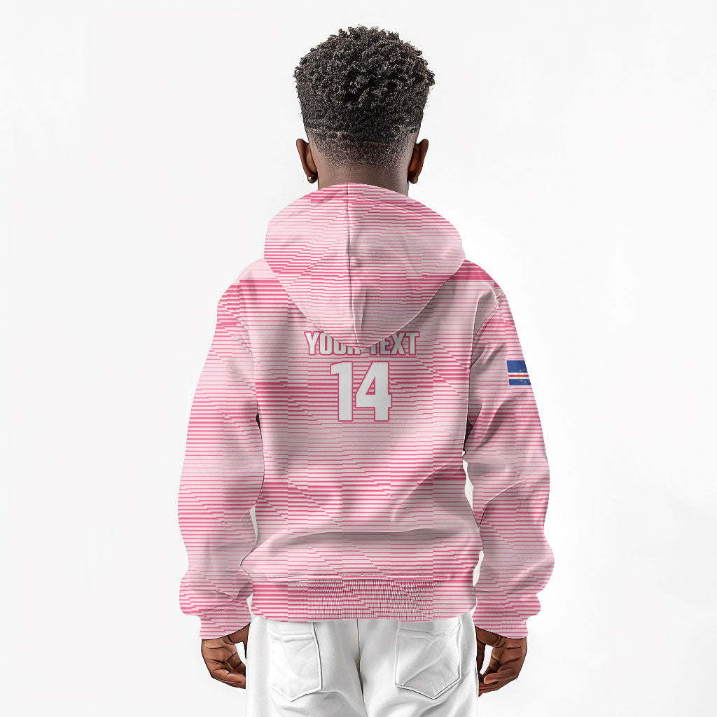 Cabo Verde Football 2026 Custom Kid Hoodie Tubaroes Azuis Goalkeeper Pink Jersey