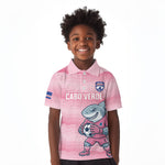 Cabo Verde Football 2026 Custom Kid Polo Shirt Tubaroes Azuis Goalkeeper Pink Jersey