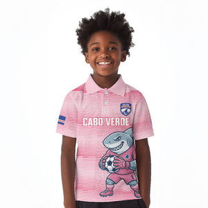 Cabo Verde Football 2026 Custom Kid Polo Shirt Tubaroes Azuis Goalkeeper Pink Jersey