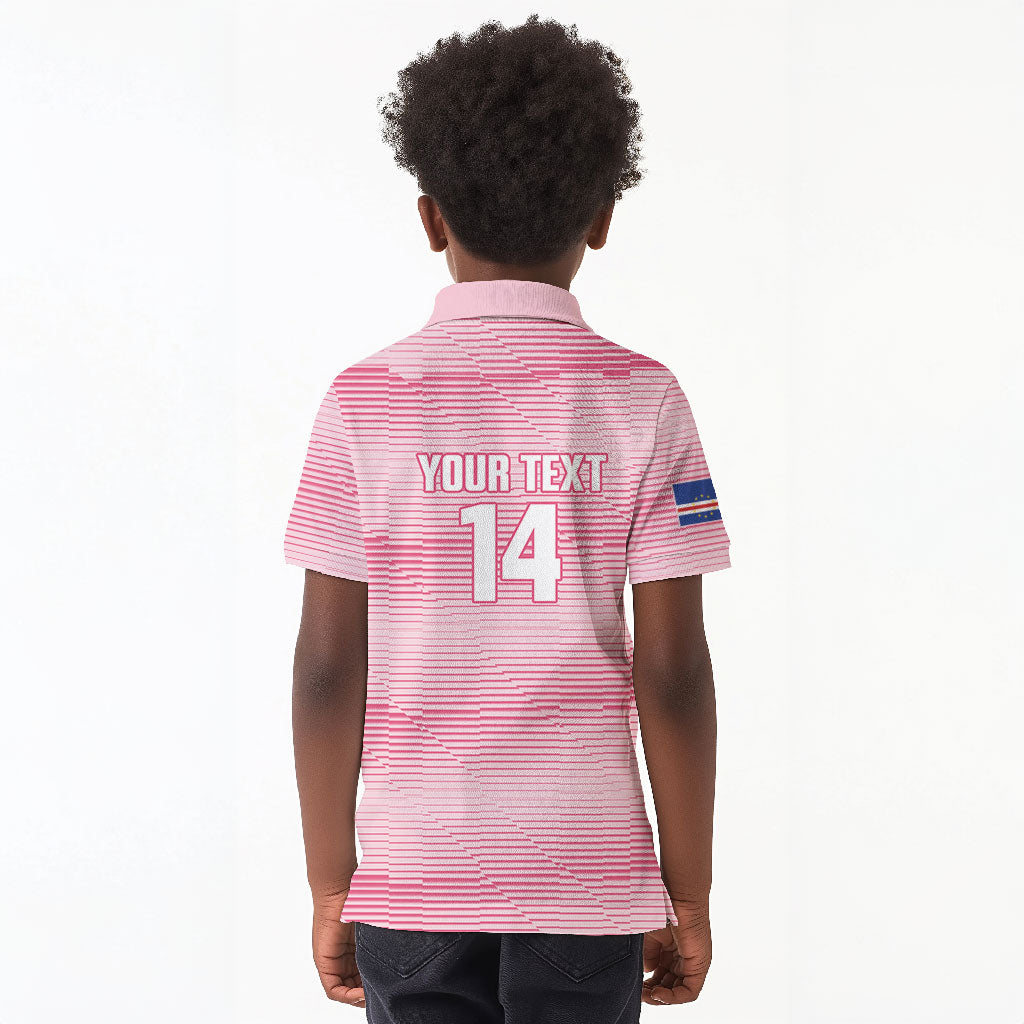 Cabo Verde Football 2026 Custom Kid Polo Shirt Tubaroes Azuis Goalkeeper Pink Jersey