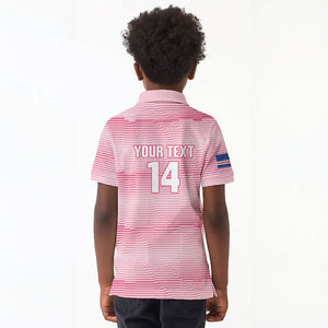 Cabo Verde Football 2026 Custom Kid Polo Shirt Tubaroes Azuis Goalkeeper Pink Jersey
