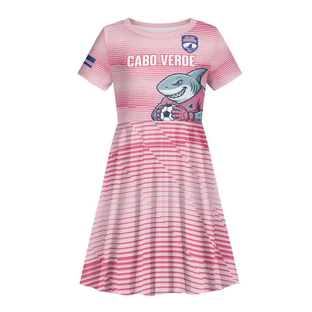 Cabo Verde Football 2026 Custom Kid Short Sleeve Dress Tubaroes Azuis Goalkeeper Pink Jersey