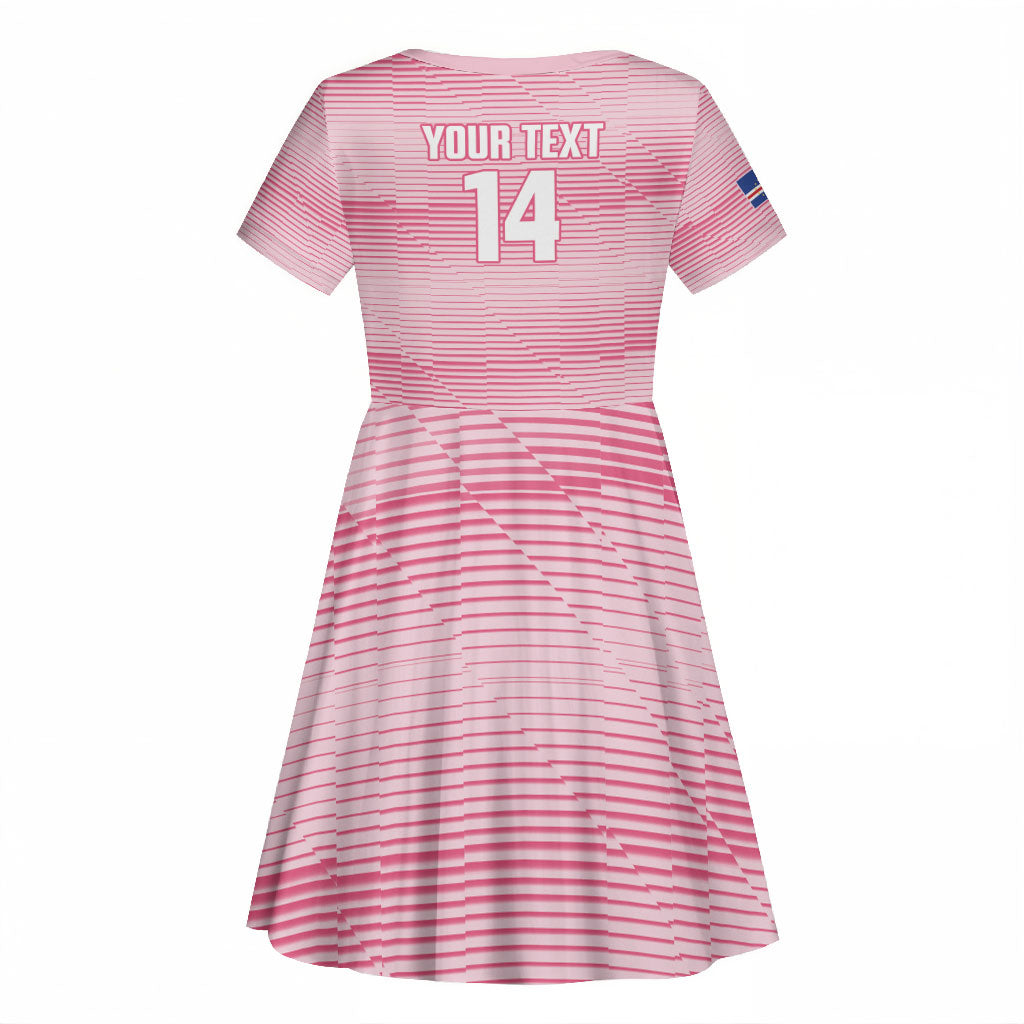 Cabo Verde Football 2026 Custom Kid Short Sleeve Dress Tubaroes Azuis Goalkeeper Pink Jersey