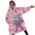 Cabo Verde Football 2026 Custom Kid Wearable Blanket Hoodie Tubaroes Azuis Goalkeeper Pink Jersey