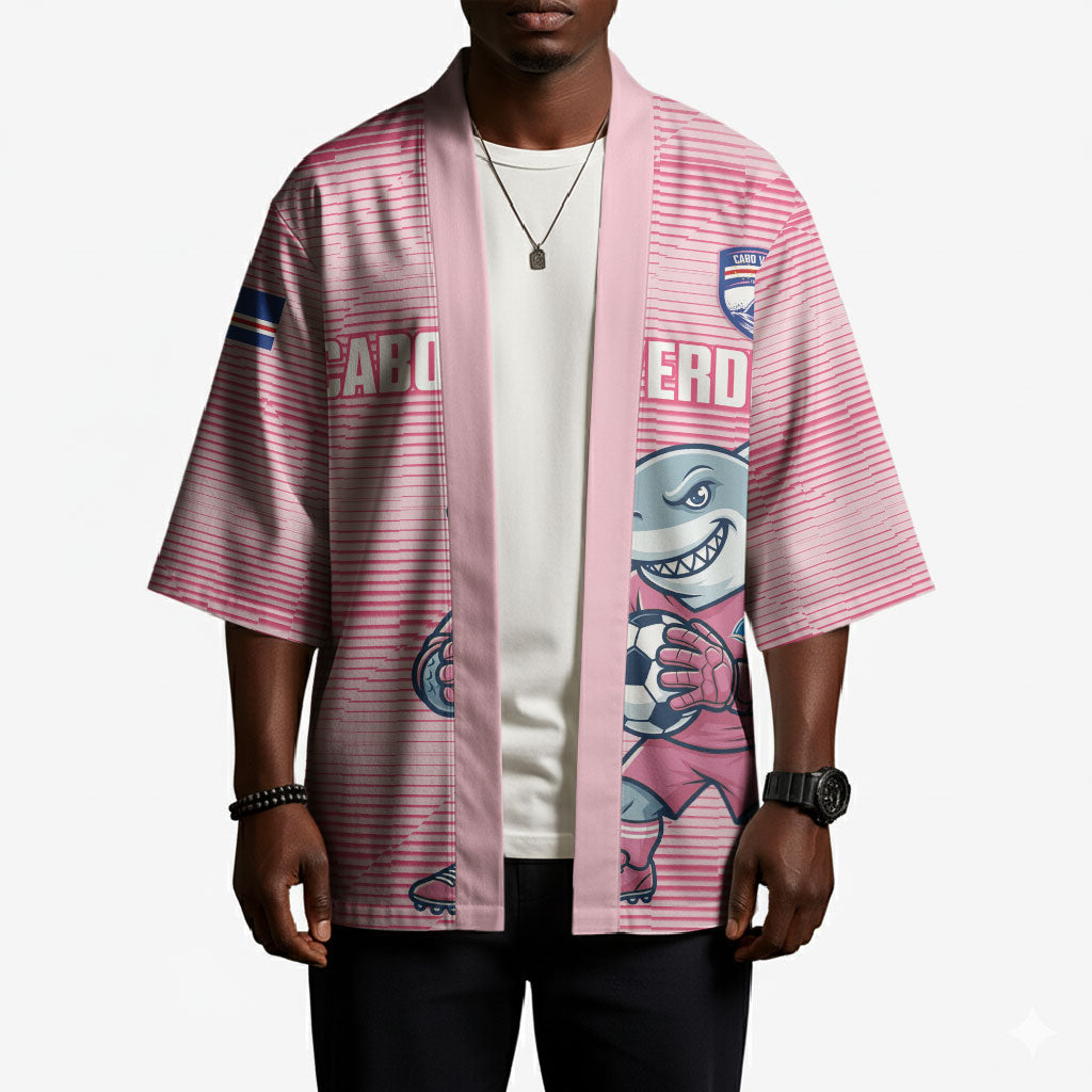 Cabo Verde Football 2026 Custom Kimono Tubaroes Azuis Goalkeeper Pink Jersey