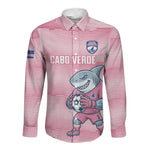 Cabo Verde Football 2026 Custom Long Sleeve Button Shirt Tubaroes Azuis Goalkeeper Pink Jersey