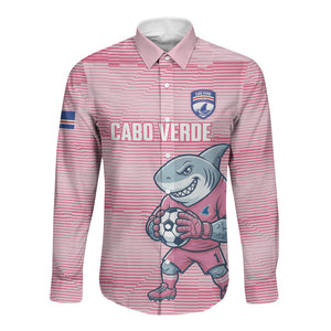Cabo Verde Football 2026 Custom Long Sleeve Button Shirt Tubaroes Azuis Goalkeeper Pink Jersey