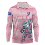 Cabo Verde Football 2026 Custom Long Sleeve Polo Shirt Tubaroes Azuis Goalkeeper Pink Jersey