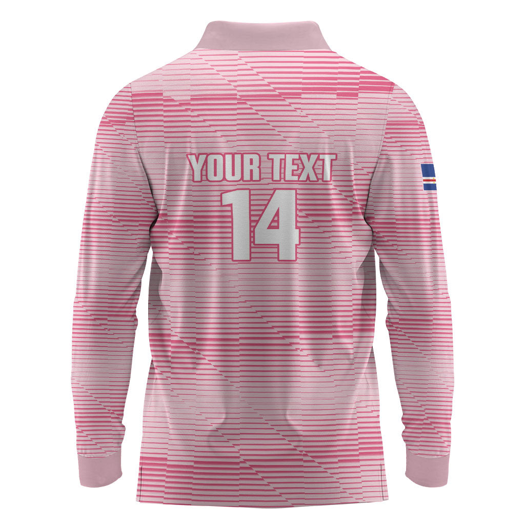 Cabo Verde Football 2026 Custom Long Sleeve Polo Shirt Tubaroes Azuis Goalkeeper Pink Jersey