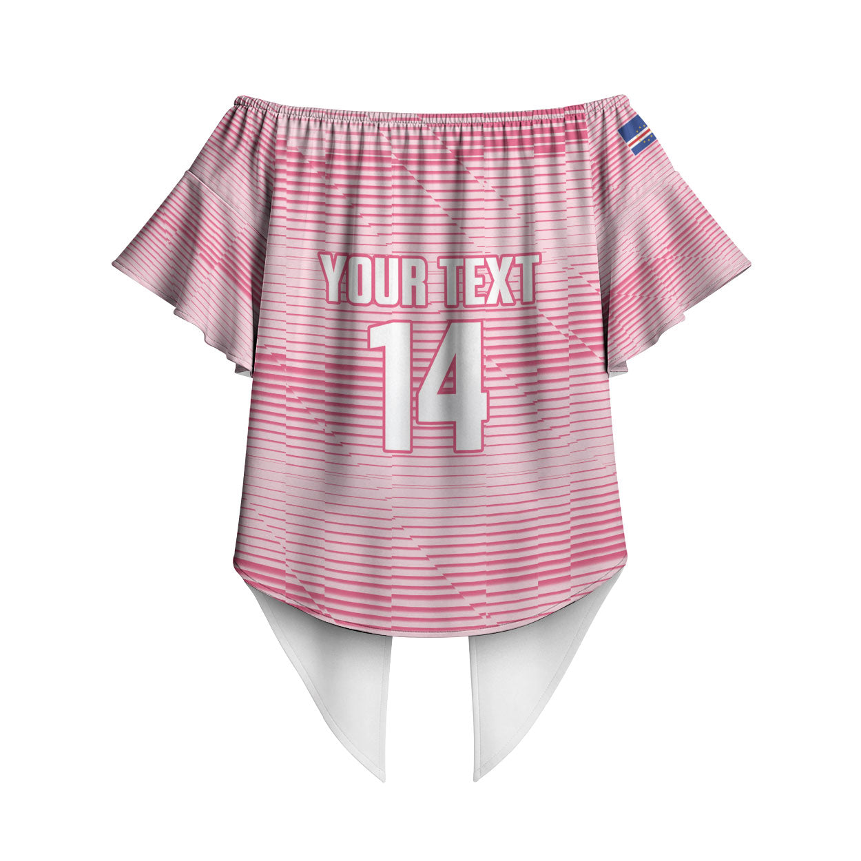 Cabo Verde Football 2026 Custom Off Shoulder Wrap Waist Top Tubaroes Azuis Goalkeeper Pink Jersey