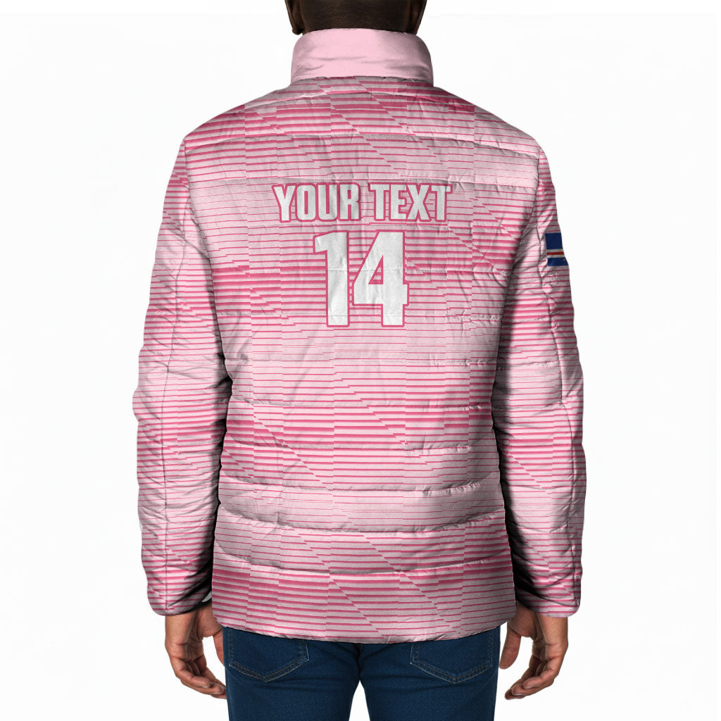 Cabo Verde Football 2026 Custom Padded Jacket Tubaroes Azuis Goalkeeper Pink Jersey