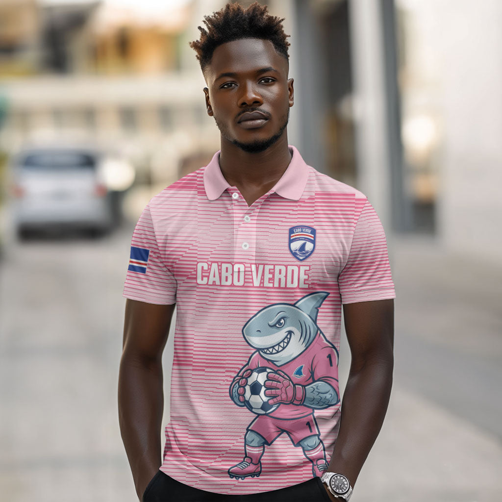 Cabo Verde Football 2026 Custom Polo Shirt Tubaroes Azuis Goalkeeper Pink Jersey