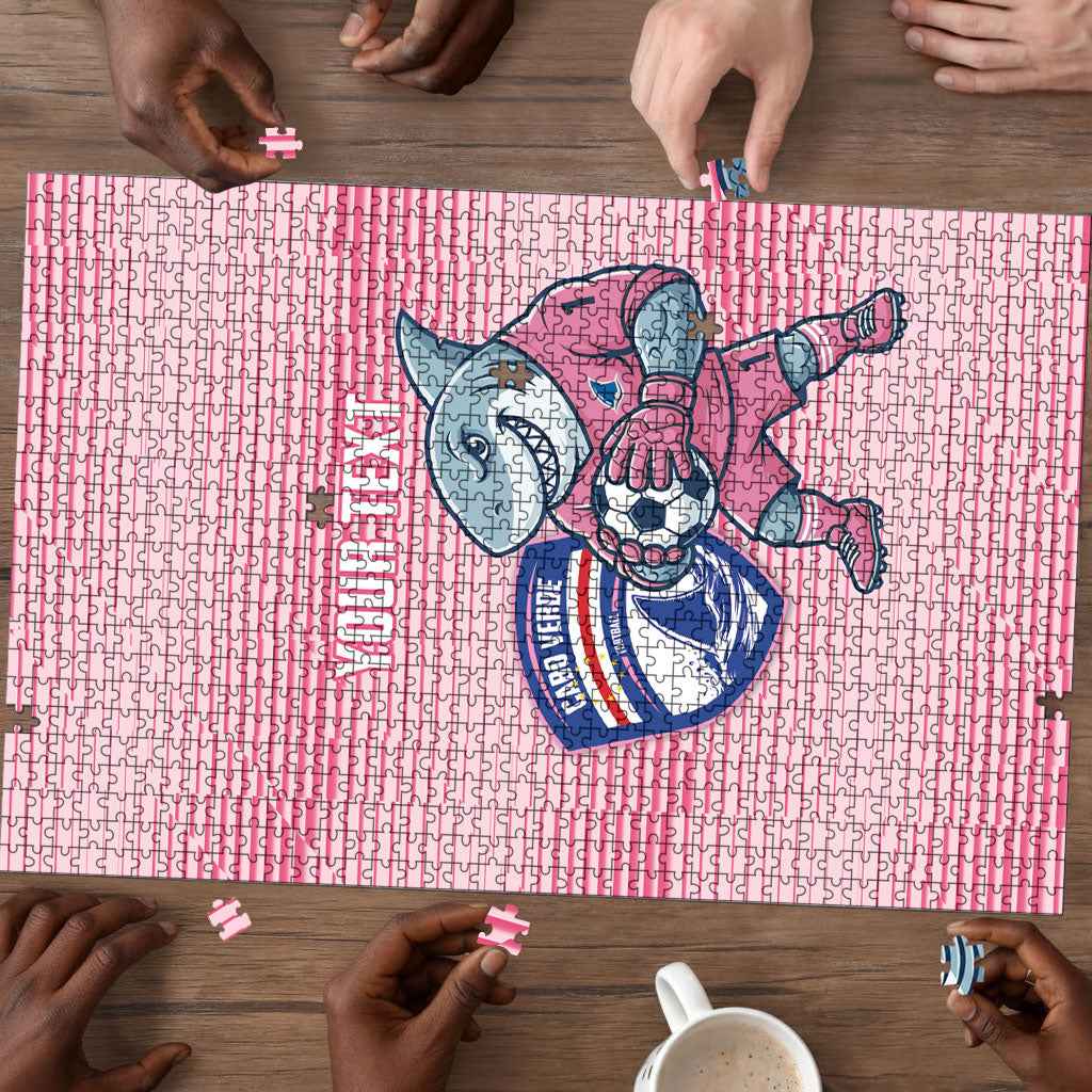 Cabo Verde Football 2026 Custom Puzzle Tubaroes Azuis Goalkeeper Pink Jersey