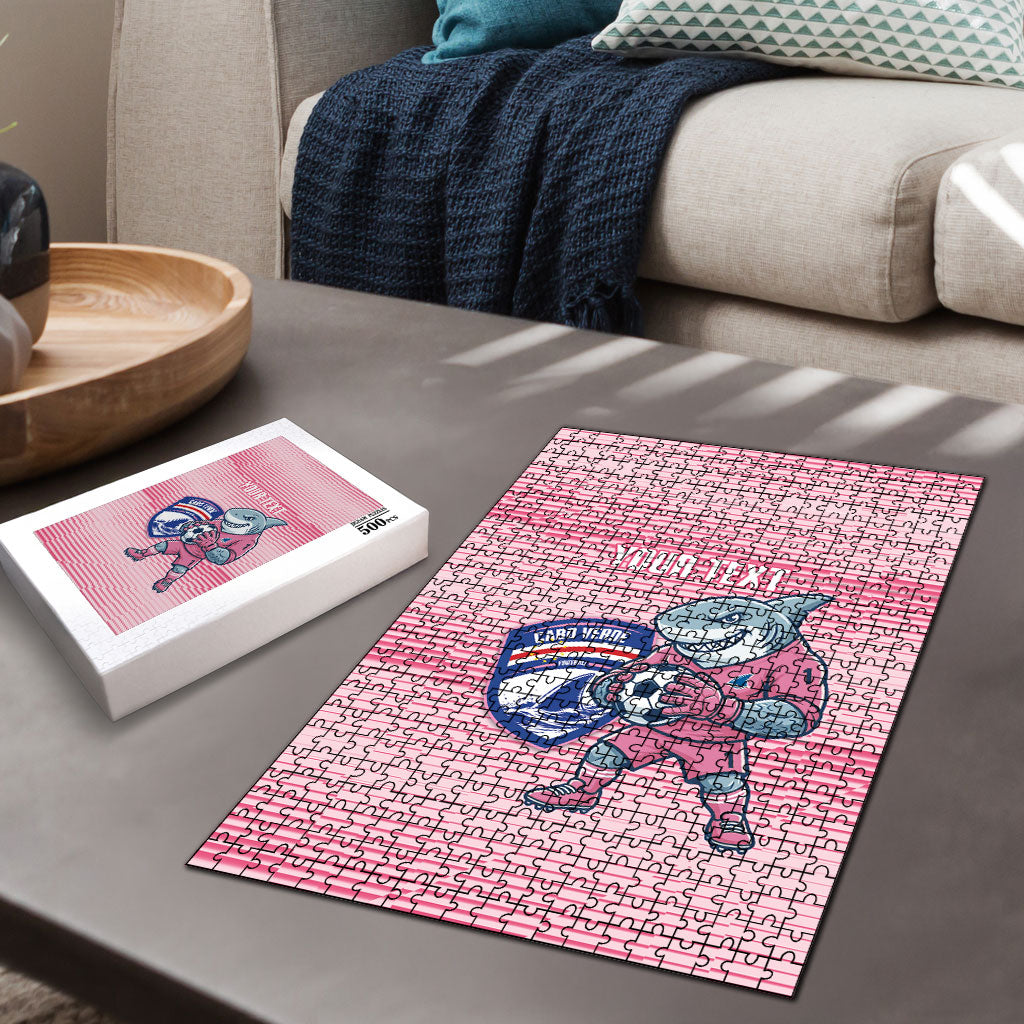Cabo Verde Football 2026 Custom Puzzle Tubaroes Azuis Goalkeeper Pink Jersey