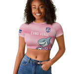 Cabo Verde Football 2026 Custom Raglan Cropped T shirt Tubaroes Azuis Goalkeeper Pink Jersey
