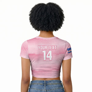 Cabo Verde Football 2026 Custom Raglan Cropped T shirt Tubaroes Azuis Goalkeeper Pink Jersey
