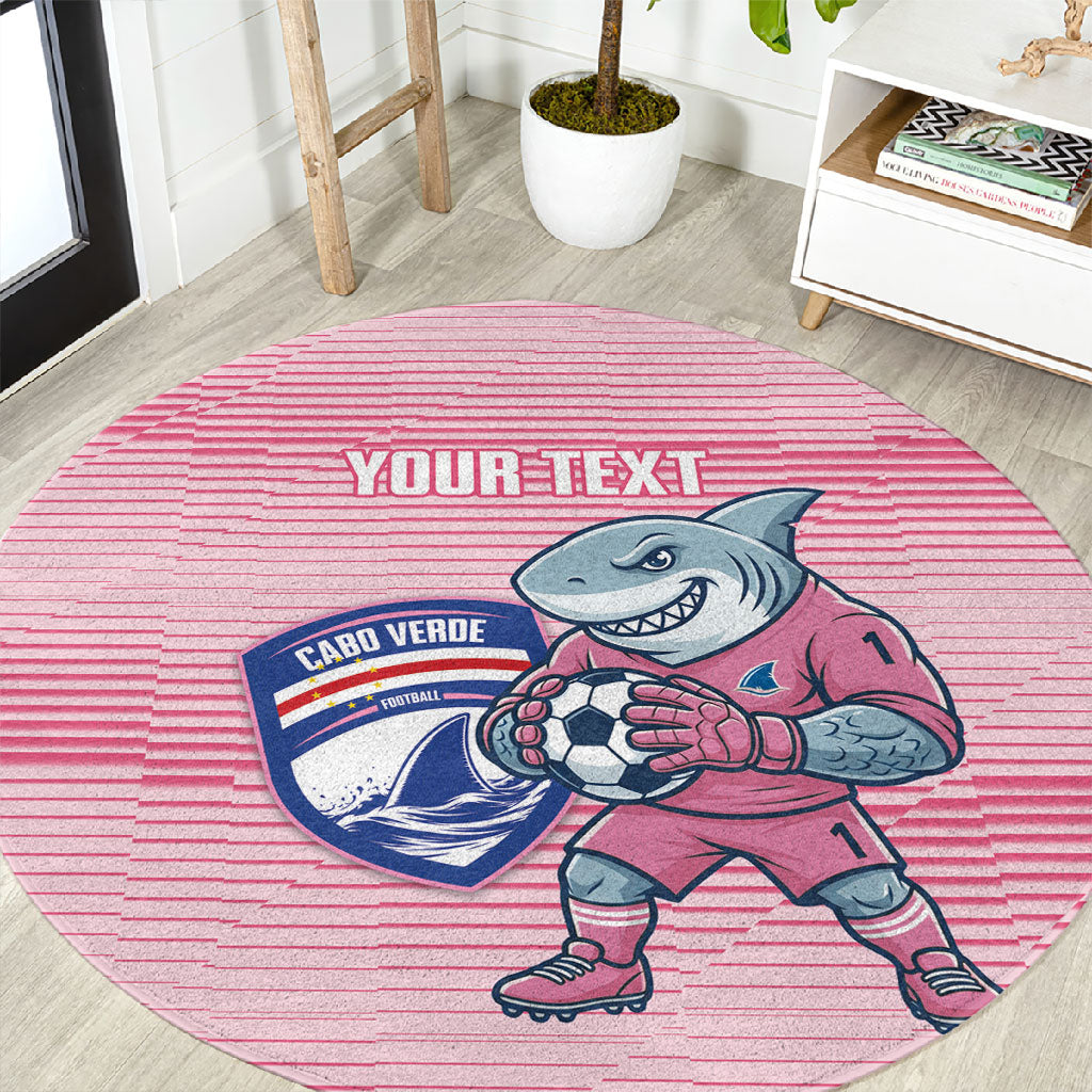 Cabo Verde Football 2026 Custom Round Carpet Tubaroes Azuis Goalkeeper Pink Jersey