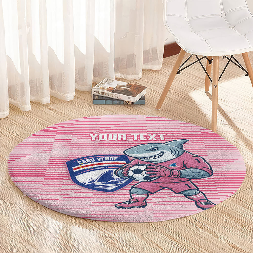 Cabo Verde Football 2026 Custom Round Carpet Tubaroes Azuis Goalkeeper Pink Jersey