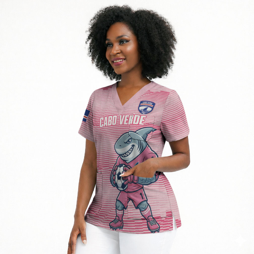 Cabo Verde Football 2026 Custom Scrub Top Tubaroes Azuis Goalkeeper Pink Jersey