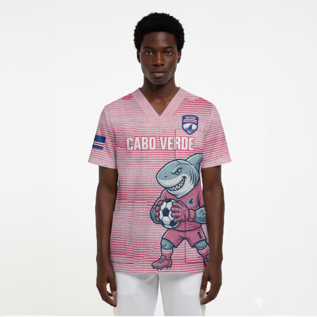 Cabo Verde Football 2026 Custom Scrub Top Tubaroes Azuis Goalkeeper Pink Jersey