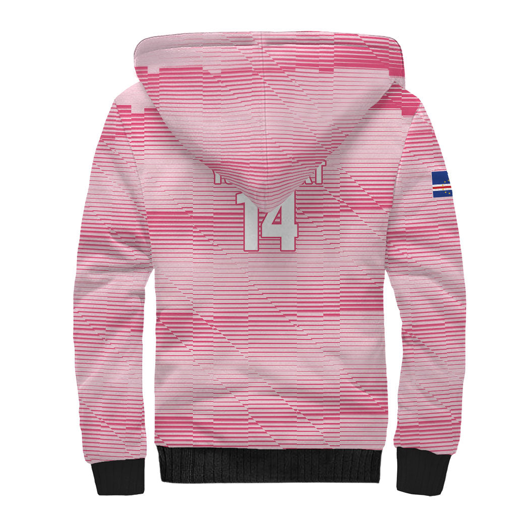 Cabo Verde Football 2026 Custom Sherpa Hoodie Tubaroes Azuis Goalkeeper Pink Jersey