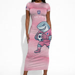 Cabo Verde Football 2026 Custom Short Sleeve Bodycon Dress Tubaroes Azuis Goalkeeper Pink Jersey