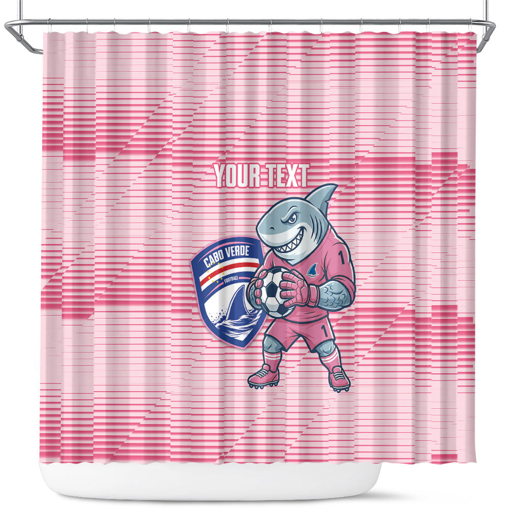 Cabo Verde Football 2026 Custom Shower Curtain Tubaroes Azuis Goalkeeper Pink Jersey