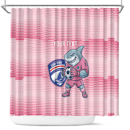 Cabo Verde Football 2026 Custom Shower Curtain Tubaroes Azuis Goalkeeper Pink Jersey