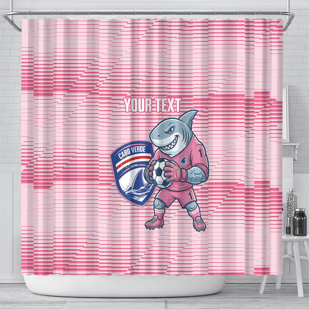 Cabo Verde Football 2026 Custom Shower Curtain Tubaroes Azuis Goalkeeper Pink Jersey
