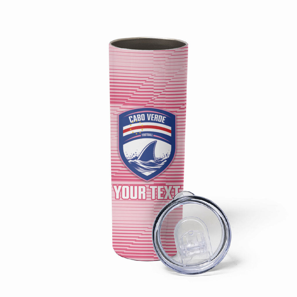 Cabo Verde Football 2026 Custom Skinny Tumbler Tubaroes Azuis Goalkeeper Pink Jersey