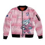Cabo Verde Football 2026 Custom Sleeve Zip Bomber Jacket Tubaroes Azuis Goalkeeper Pink Jersey