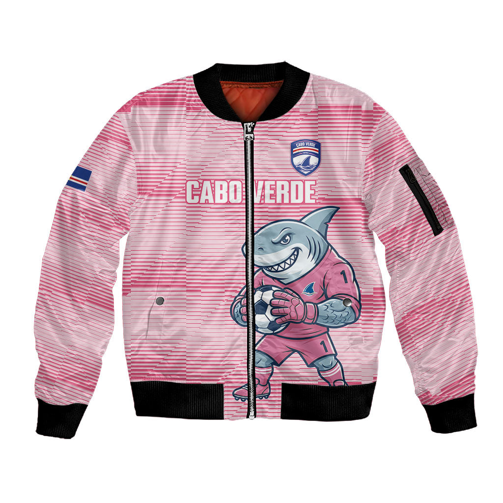 Cabo Verde Football 2026 Custom Sleeve Zip Bomber Jacket Tubaroes Azuis Goalkeeper Pink Jersey