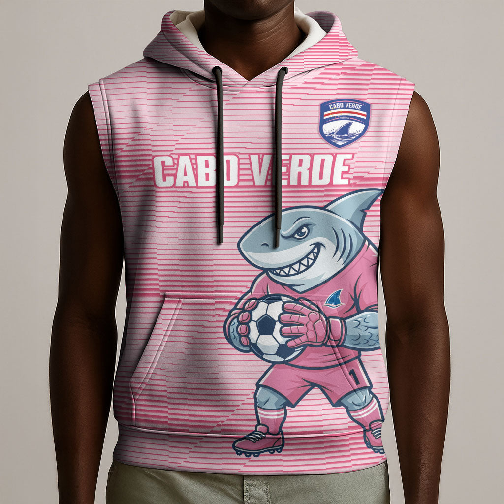 Cabo Verde Football 2026 Custom Sleeveless Hoodie Tubaroes Azuis Goalkeeper Pink Jersey