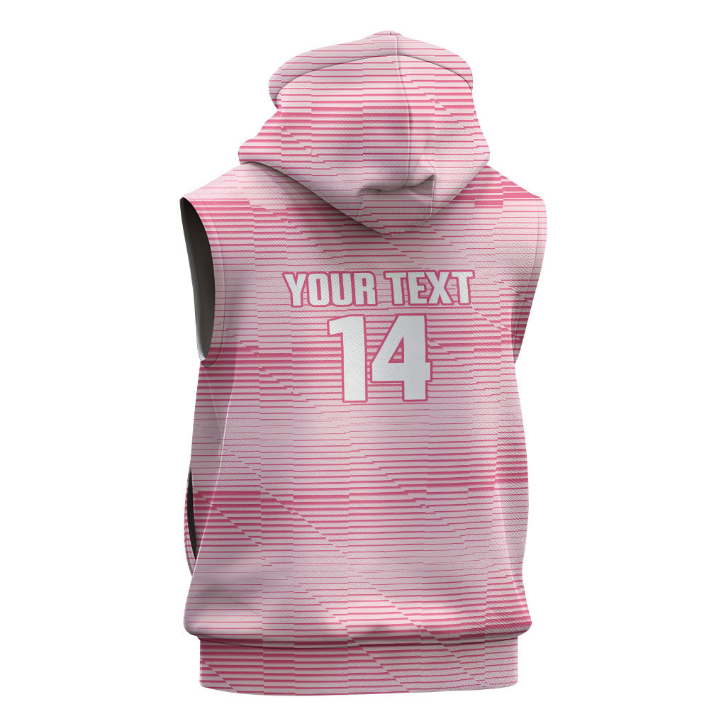 Cabo Verde Football 2026 Custom Sleeveless Zip Hoodie Tubaroes Azuis Goalkeeper Pink Jersey