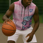 Cabo Verde Football 2026 Custom Sleeveless Zip Hoodie Tubaroes Azuis Goalkeeper Pink Jersey