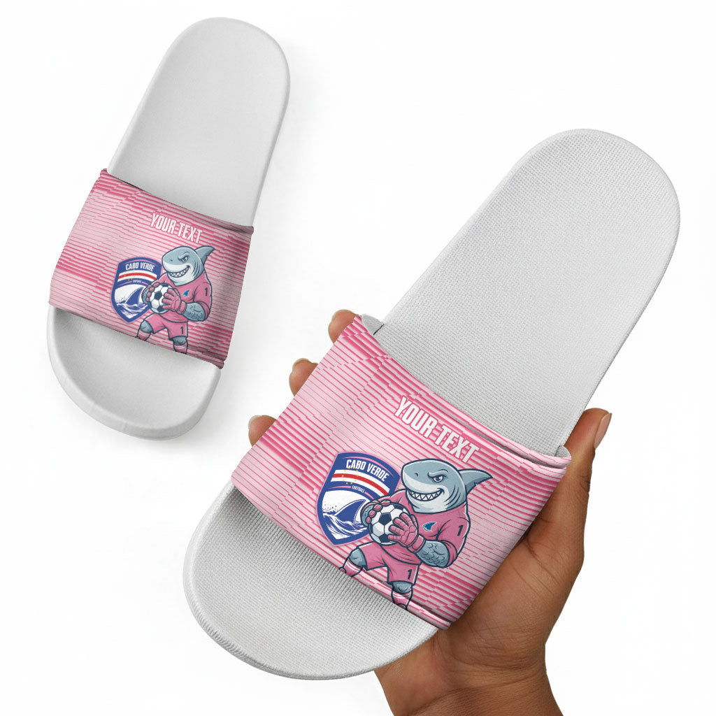 Cabo Verde Football 2026 Custom Slide Sandals Tubaroes Azuis Goalkeeper Pink Jersey