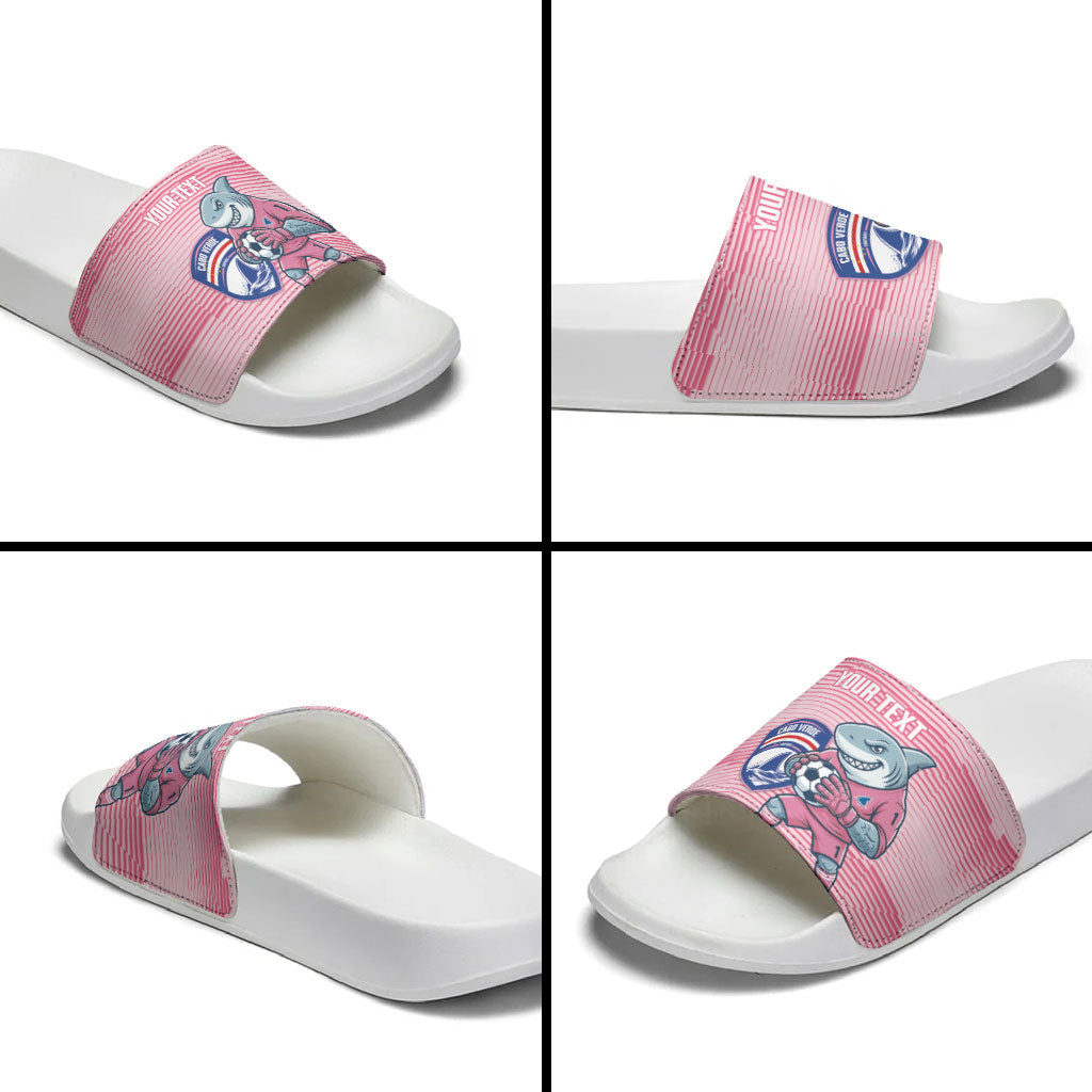 Cabo Verde Football 2026 Custom Slide Sandals Tubaroes Azuis Goalkeeper Pink Jersey