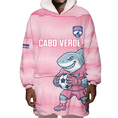 Cabo Verde Football 2026 Custom Wearable Blanket Hoodie Tubaroes Azuis Goalkeeper Pink Jersey