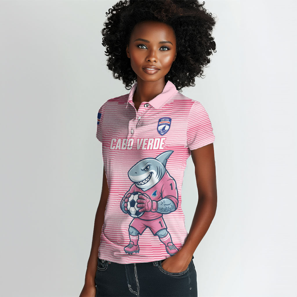 Cabo Verde Football 2026 Custom Women Polo Shirt Tubaroes Azuis Goalkeeper Pink Jersey