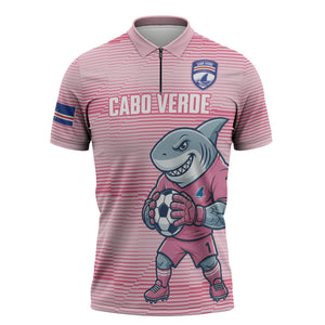 Cabo Verde Football 2026 Custom Zipper Polo Shirt Tubaroes Azuis Goalkeeper Pink Jersey