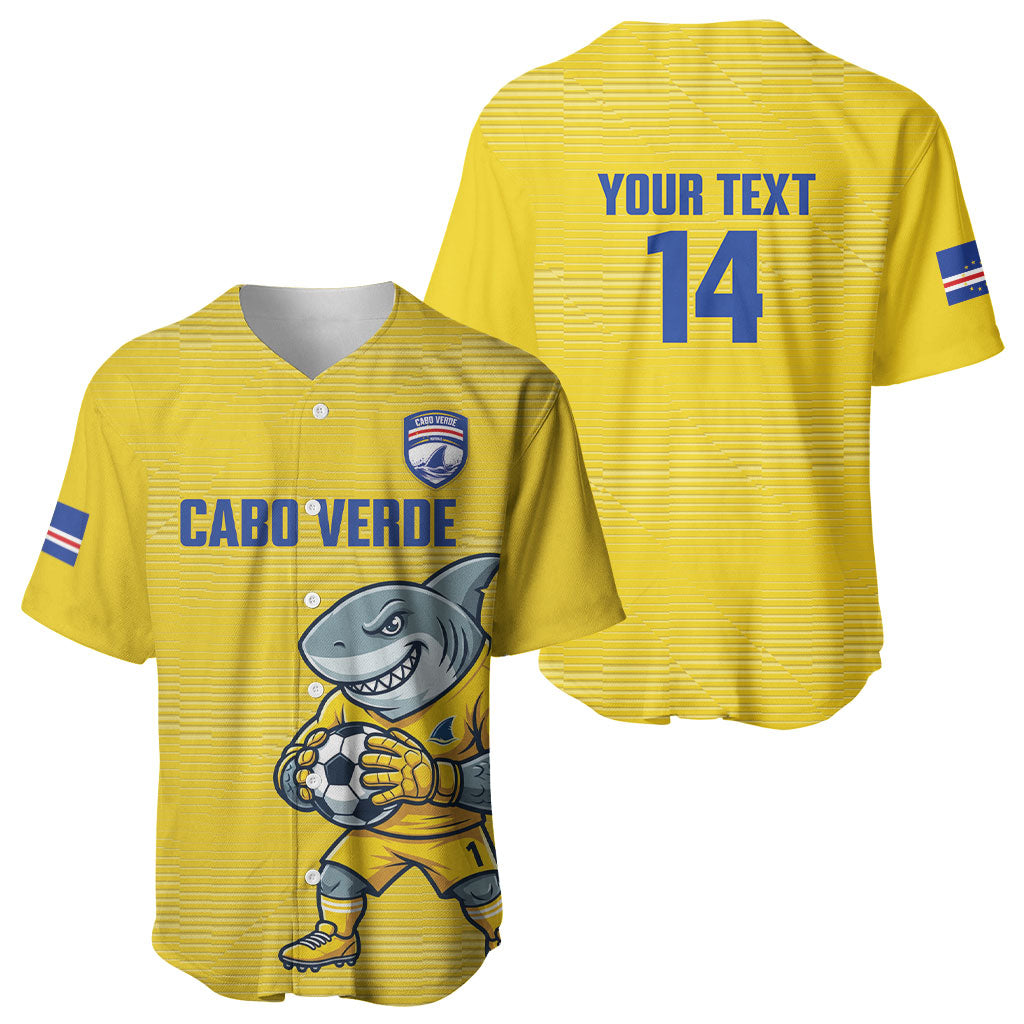 Cabo Verde Football 2026 Custom Baseball Jersey Tubaroes Azuis Goalkeeper Yellow Jersey