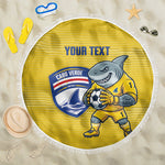 Cabo Verde Football 2026 Custom Beach Blanket Tubaroes Azuis Goalkeeper Yellow Jersey
