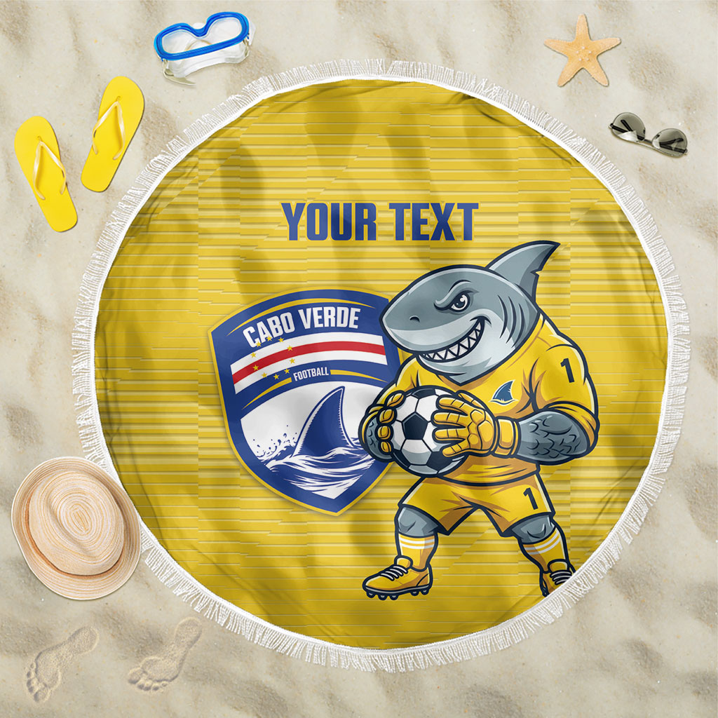 Cabo Verde Football 2026 Custom Beach Blanket Tubaroes Azuis Goalkeeper Yellow Jersey