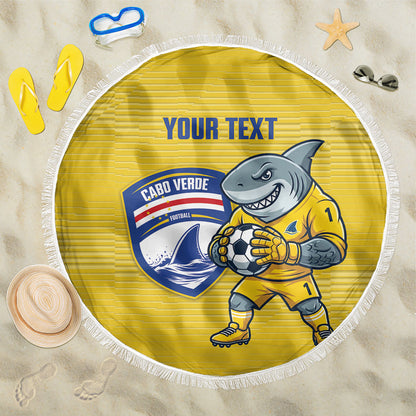 Cabo Verde Football 2026 Custom Beach Blanket Tubaroes Azuis Goalkeeper Yellow Jersey
