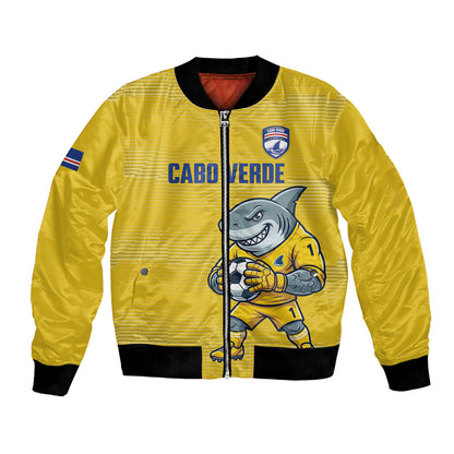 Cabo Verde Football 2026 Custom Bomber Jacket Tubaroes Azuis Goalkeeper Yellow Jersey